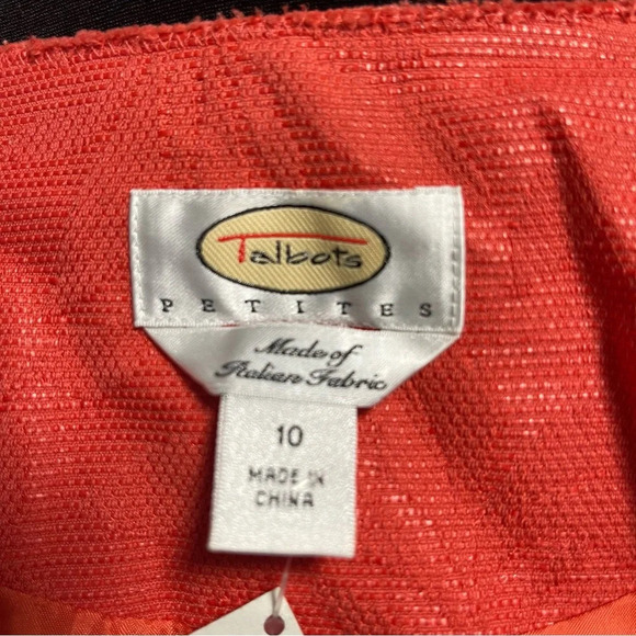 Talbots Button Down Jacket Blazer Brocade Coral Size 10 with Floral Embroidery - Picture 6 of 9
